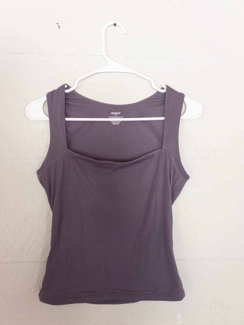 Dark Grey Square-Neck Stretchy Form Fitting Tank Top - Women's